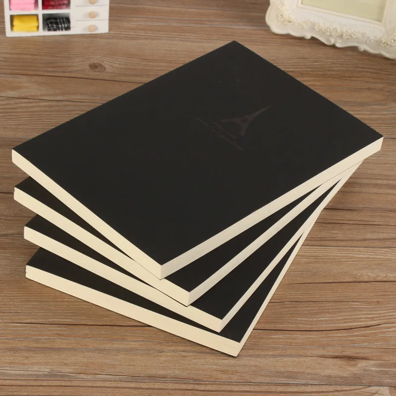 capa de papelao preto paginas internas em branco sketchbook espessado pintura de belas artes livro doodle 140 folhas sm02 b5 01