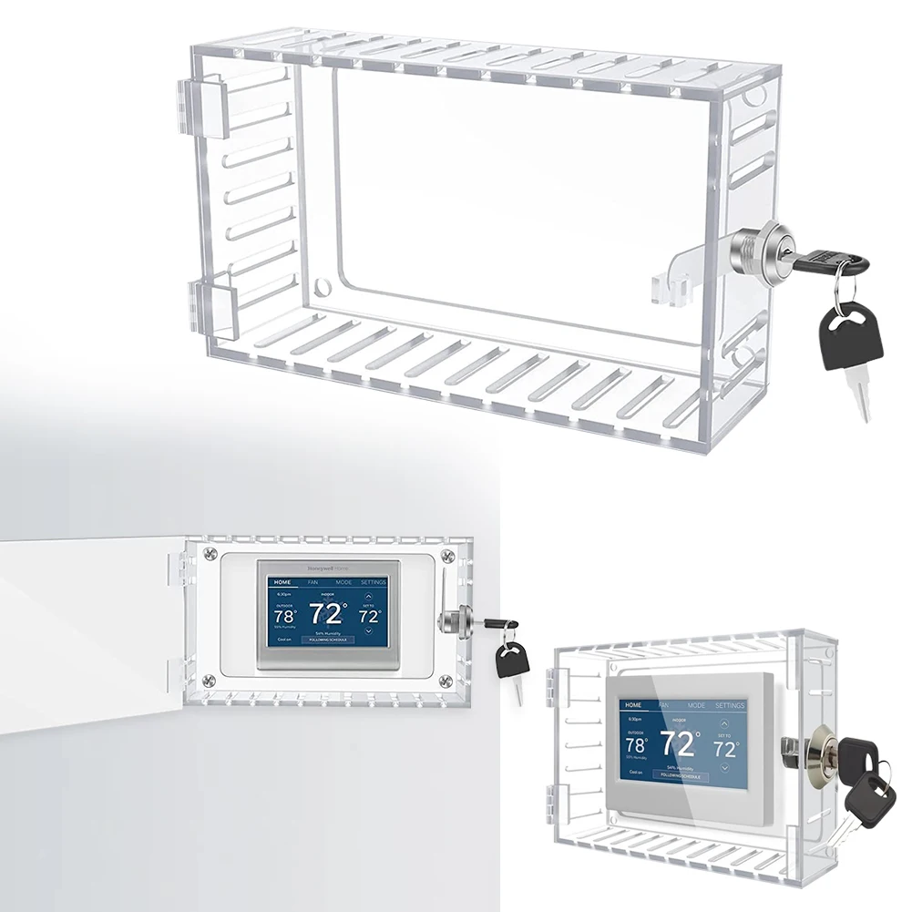 Universal Thermostat Lock Box with Key Clear Large Thermostat Cover Large Thermostat Lock Box Cover for Home Thermostat On Wall