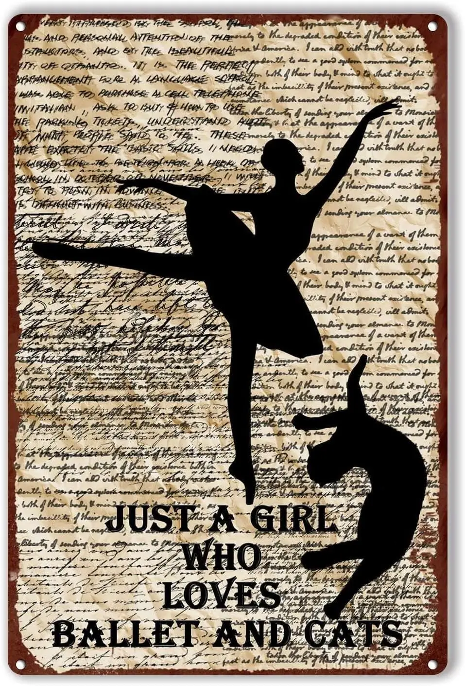 Just a Girl Who Loves Ballet and Cats Tin Sign Metal Dance Vintage Art for Home Gate Garden Bars Restaurants Cafes Office Store