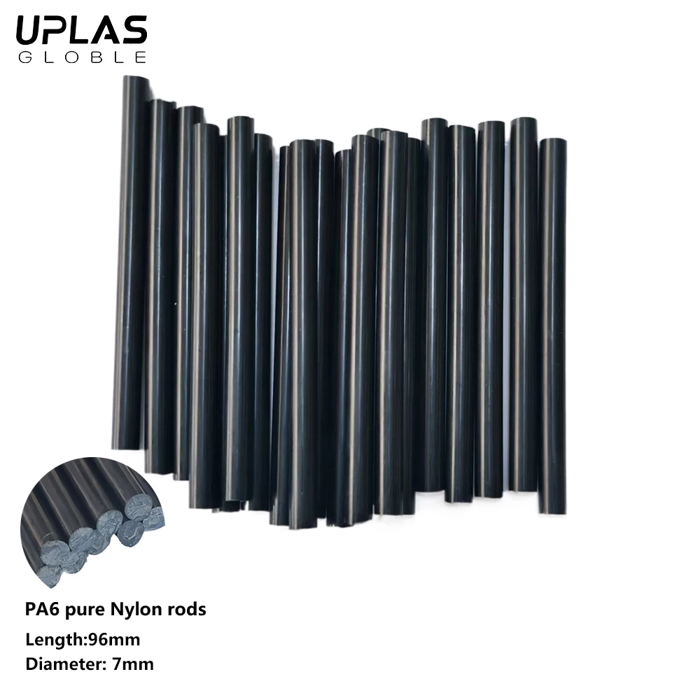

Uplas 7mm Diameter 96mm Length Black Polyamide Stick PA6 Pure Nylon Rod Wear-Resistant for Industrial Use