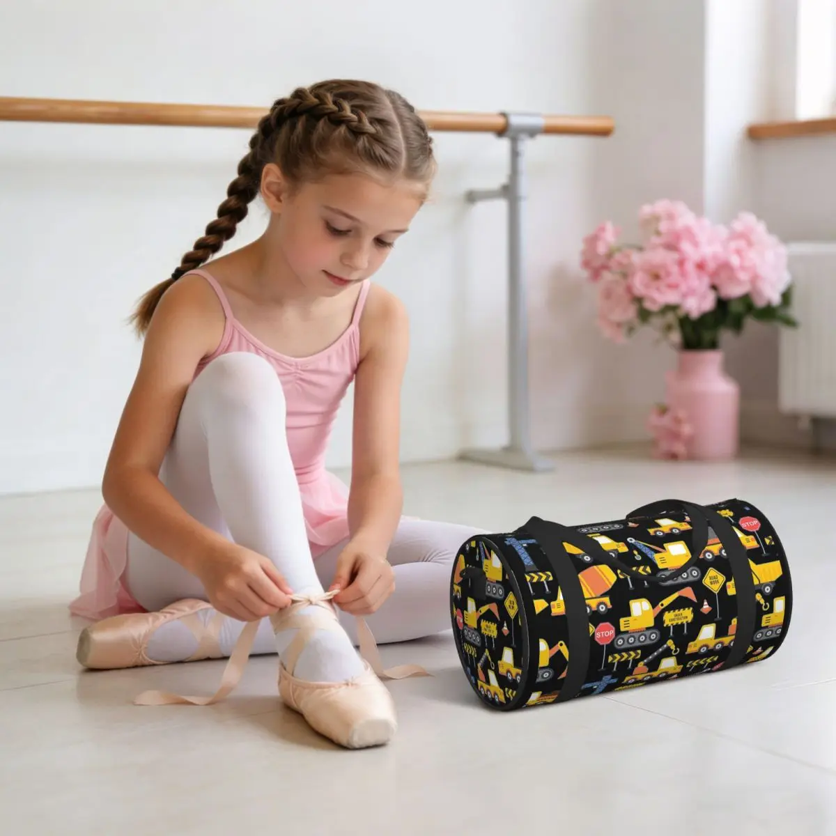 Road Work Under Construction Transportation Pattern Blue Luggage Bag Multi-Functional Duffle Tote Bag Handbags Gym Bags Fitness