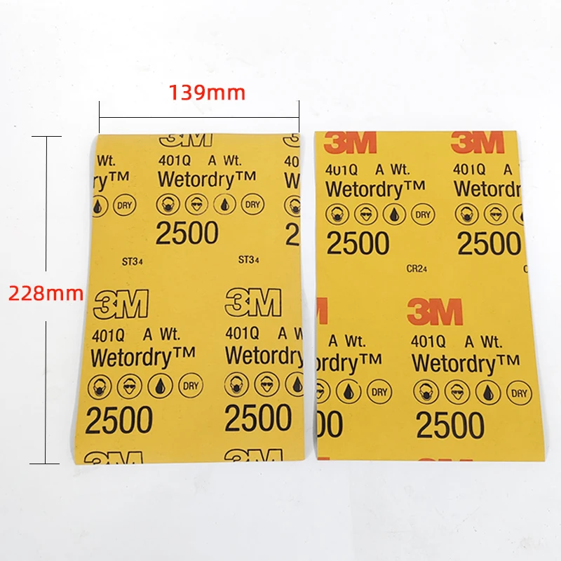 3M 401Q Beauty Sandpaper 2500 Grit Car Paint Scratch Polishing Sanding 139/228mm Water Ground Fine Sandpaper