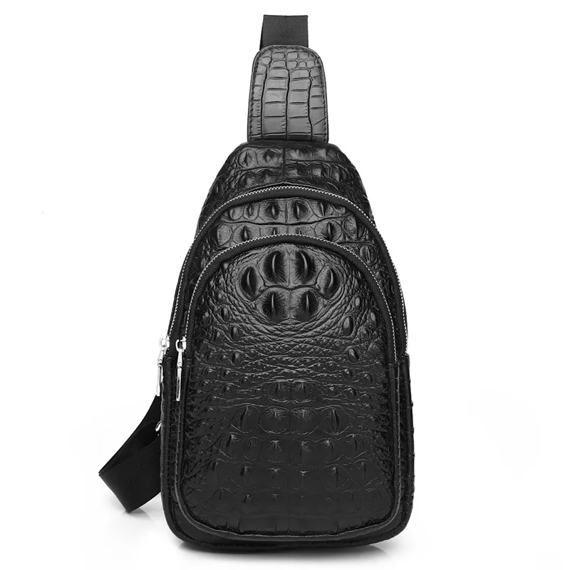 

Alligator Pattern Cow Leather Chest Bag for Man Single Male Cowhide Shoulder Bag Small Genuine Leather Crossbody Bag
