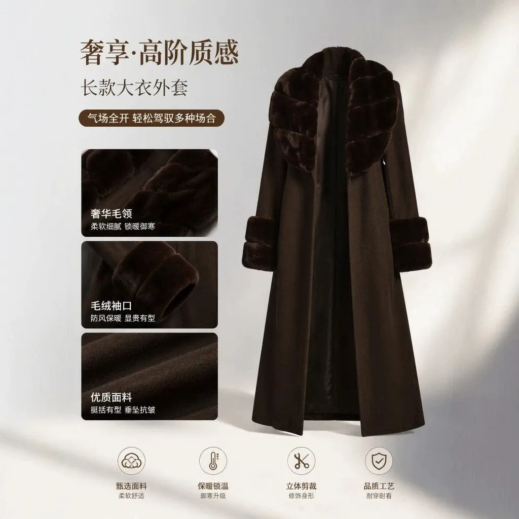 Turn Down Collar Lapel Coat Loose Fit Sexy Women Coat with Notched Lapel Pocket Regular Sleeve No Hood Autumn Long Length