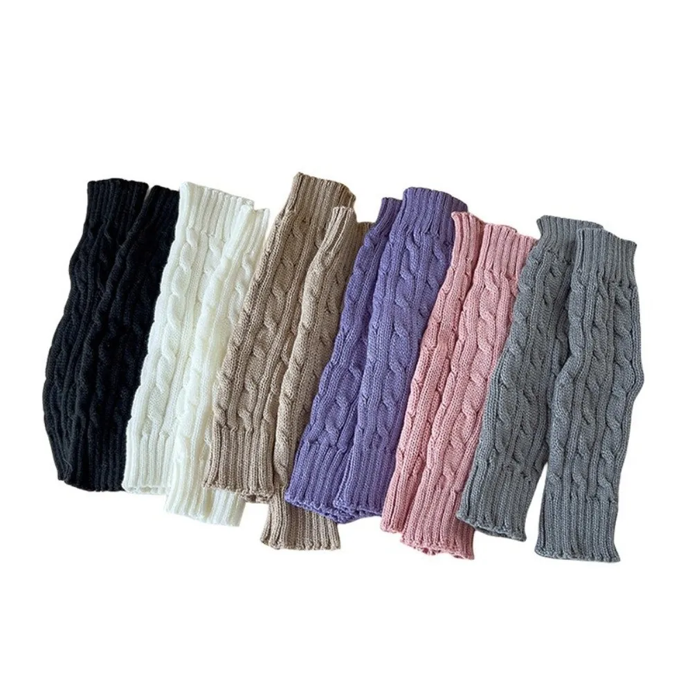New Solid Color Leg Warmers Knitted Thickened Middle Tube Socks Lolita Boot Covers Autumn and Winter