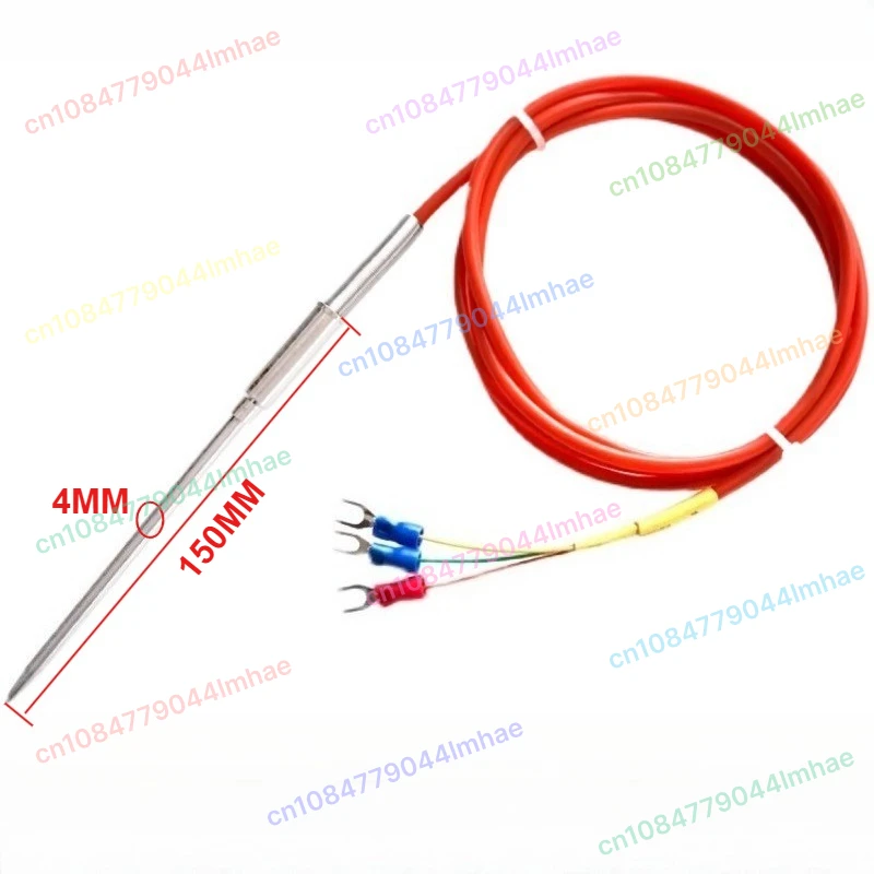 

PT100 Needle Shaped Thermal Resistance Three Wire Food Grade Temperature Sensor Silicone Rubber Wire 4mm
