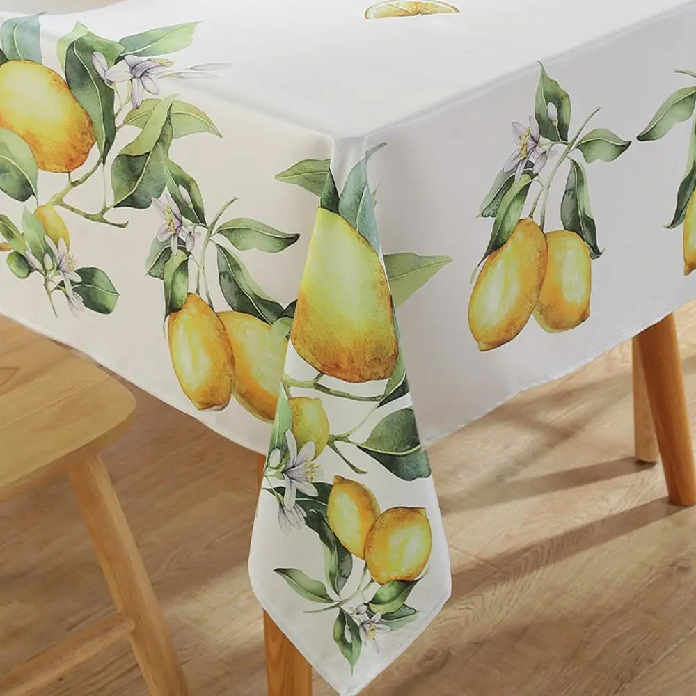 Spring Summer Lemon Fruits Printed Waterproof Tablecloths Holiday Party Decor Washable Rectangle Table Cloth Dining Table Decor