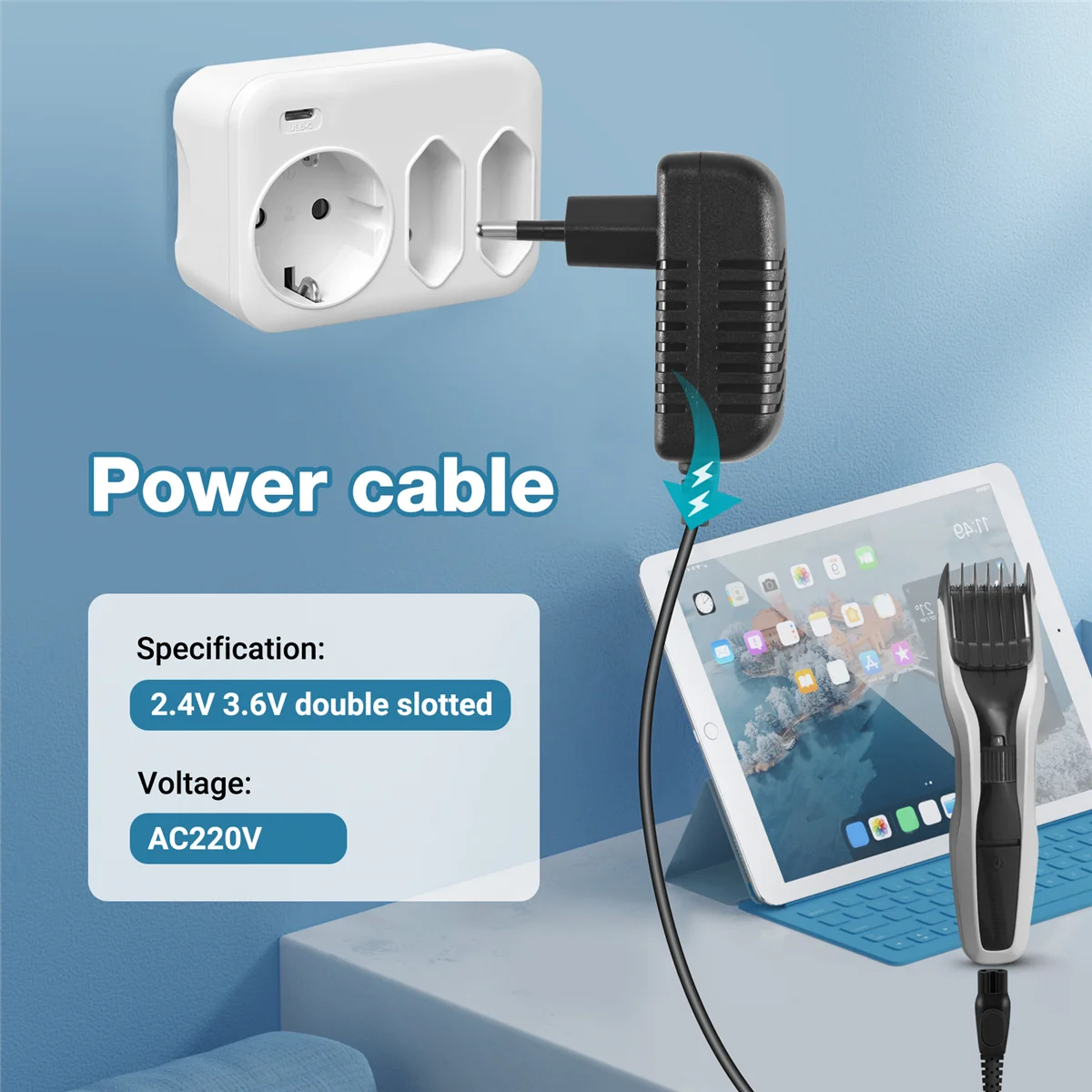 2.4V 3.6V Charger EU Plug Power Adapter Electric Shaver Charger for Adults , Children,Pet Clippers