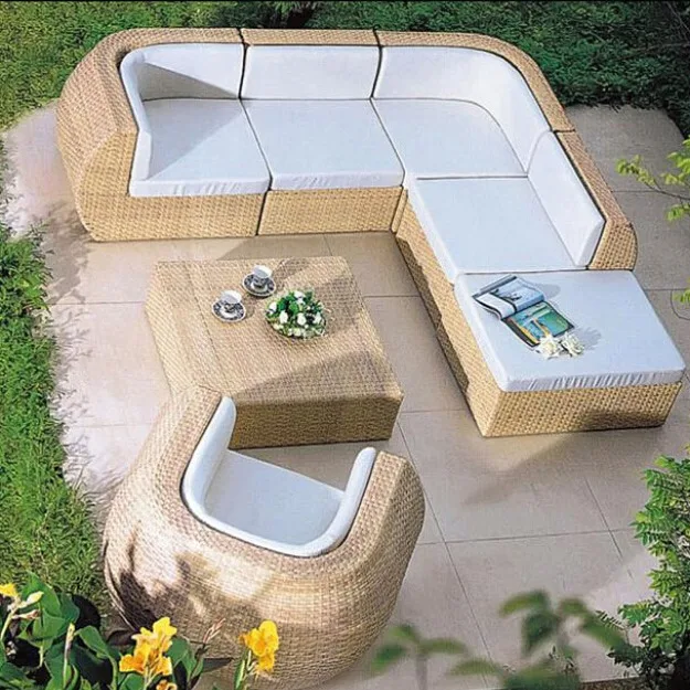 uc-Modern Complete Garden Outdoor Furniture Set Wholesale Factory Direct Sale Rattan Woven Sofa Coffee Table Decorative-