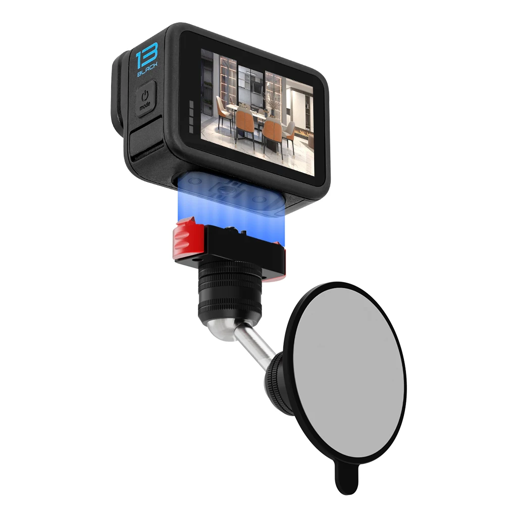 معجون لاصق قوي سريع الإصدار قاعدة مغناطيسية ترايبود BallHead Mount لكاميرا GoPro13 DJI Action 2/3/4/5Pro Insta360 Go3 X4