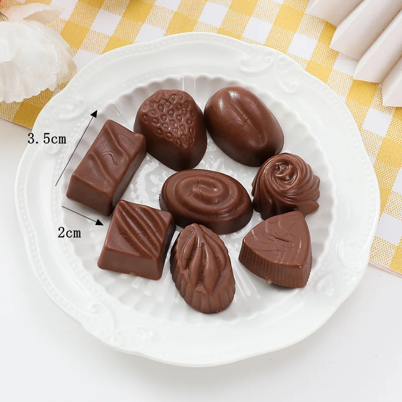 Simulierte reine schwarze Schokolade, Haselnuss, Weiß, Braun, Rumgeschmack, Dessertladen, Bäckerei, Café-Display, gefälschte Lebensmittel 8 Stück/Set – Detail 7