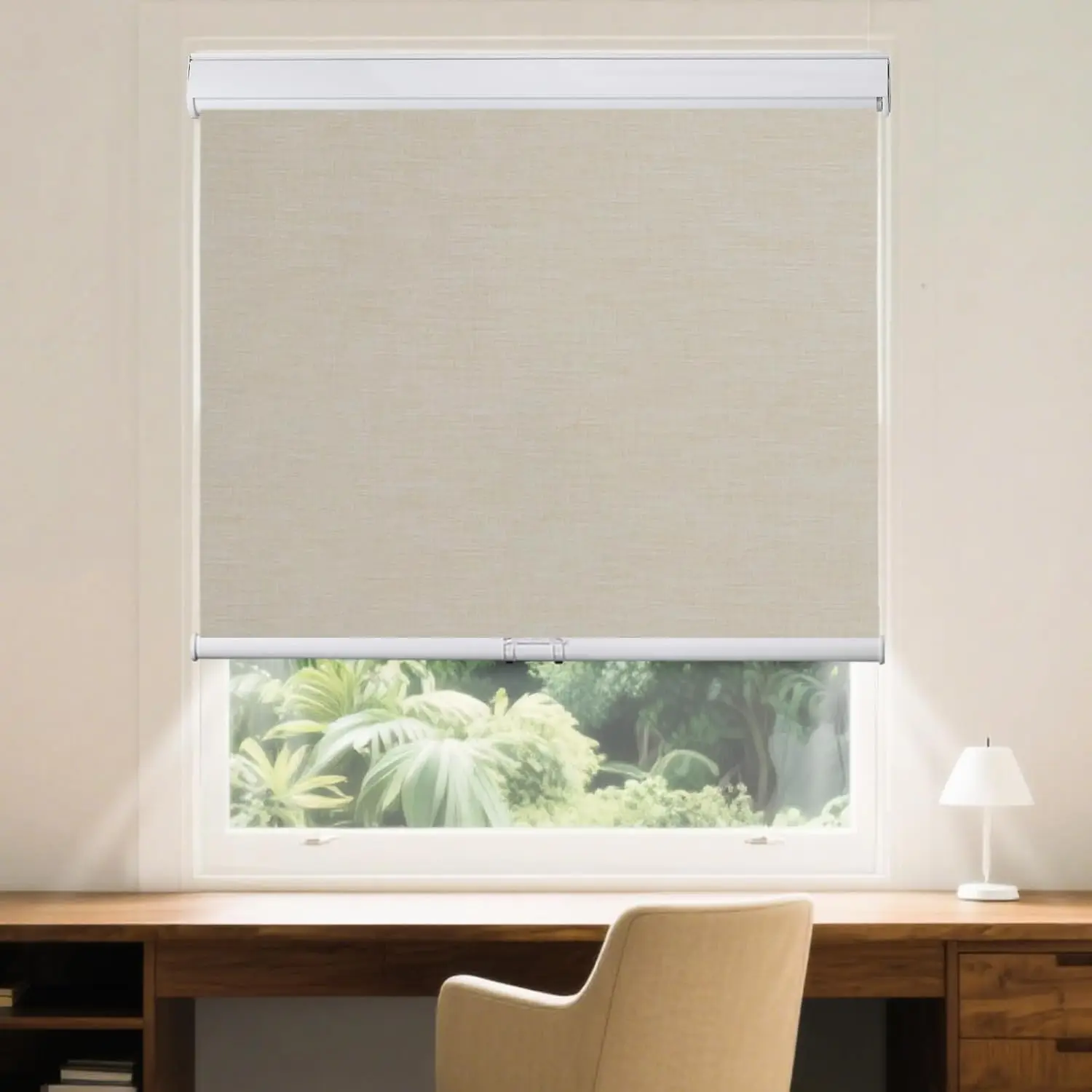 

Cordless Blackout Roller Shades, Thermal Insulated UV Protection Blinds for Windows, 34x72 Ivory