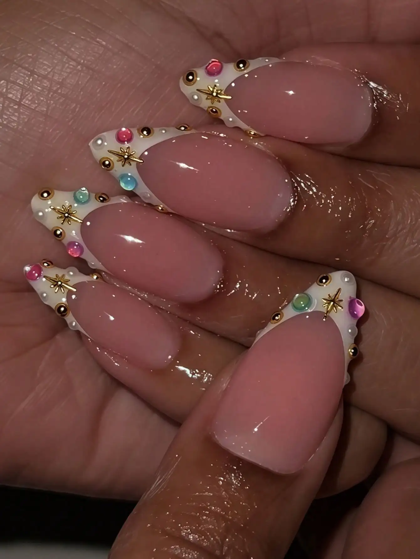

24pcs White French Stiletto Medium Size False Nails