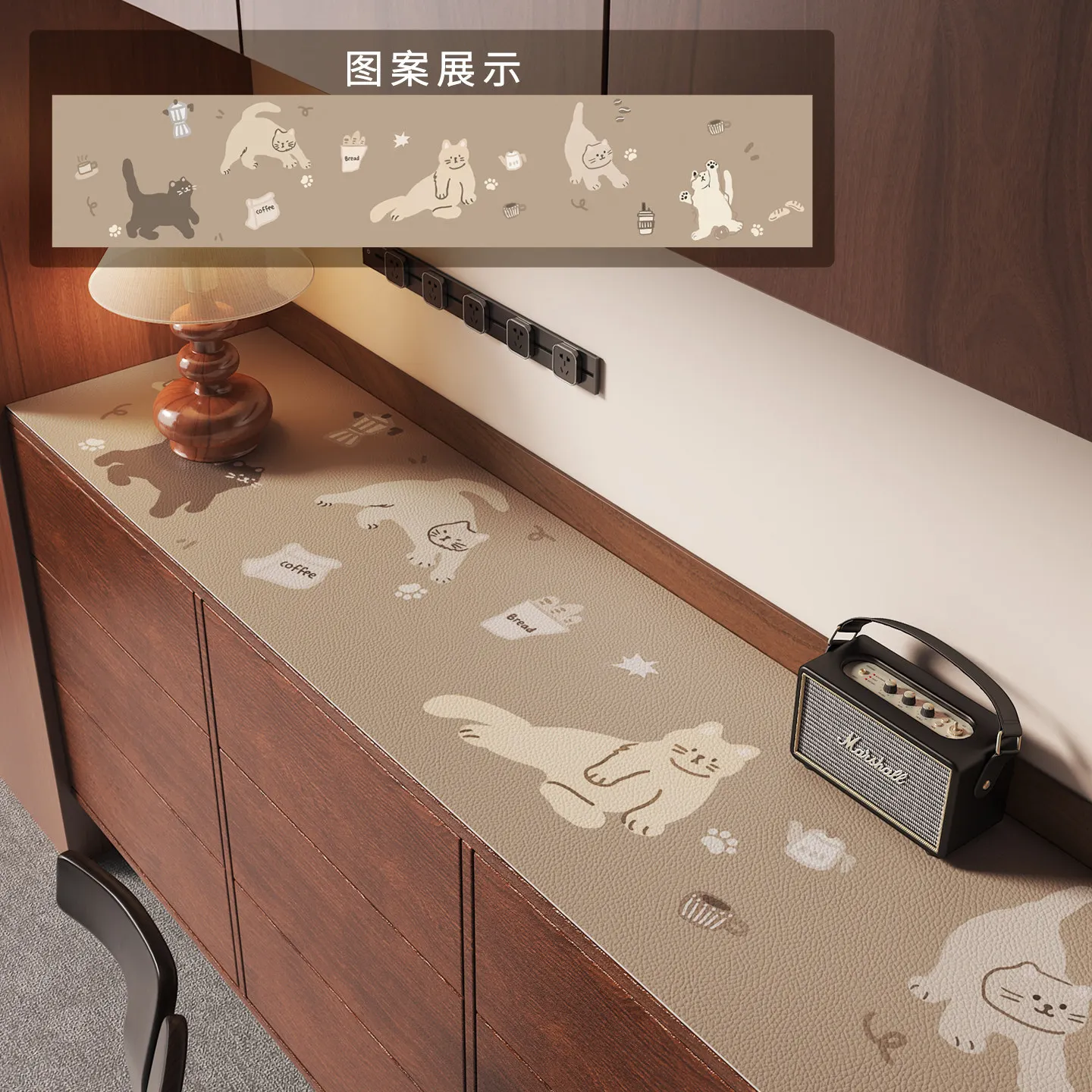 VIKAMA Vintage Cartoon Cabinet Mat Waterproof Oil-proof Anti-scratch Desk Protector for TV Stand Sideboard Home Decor