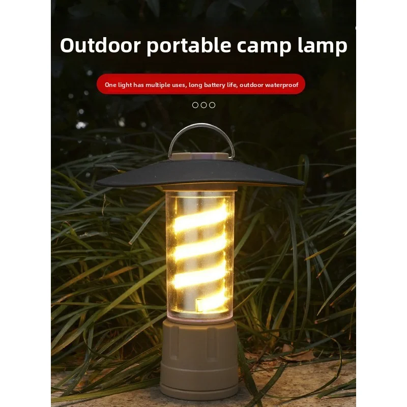 Multifunctional Rechargeable Camping Light - Portable Tent Lamp Handheld Flashlight for Outdoor Stall Lighting