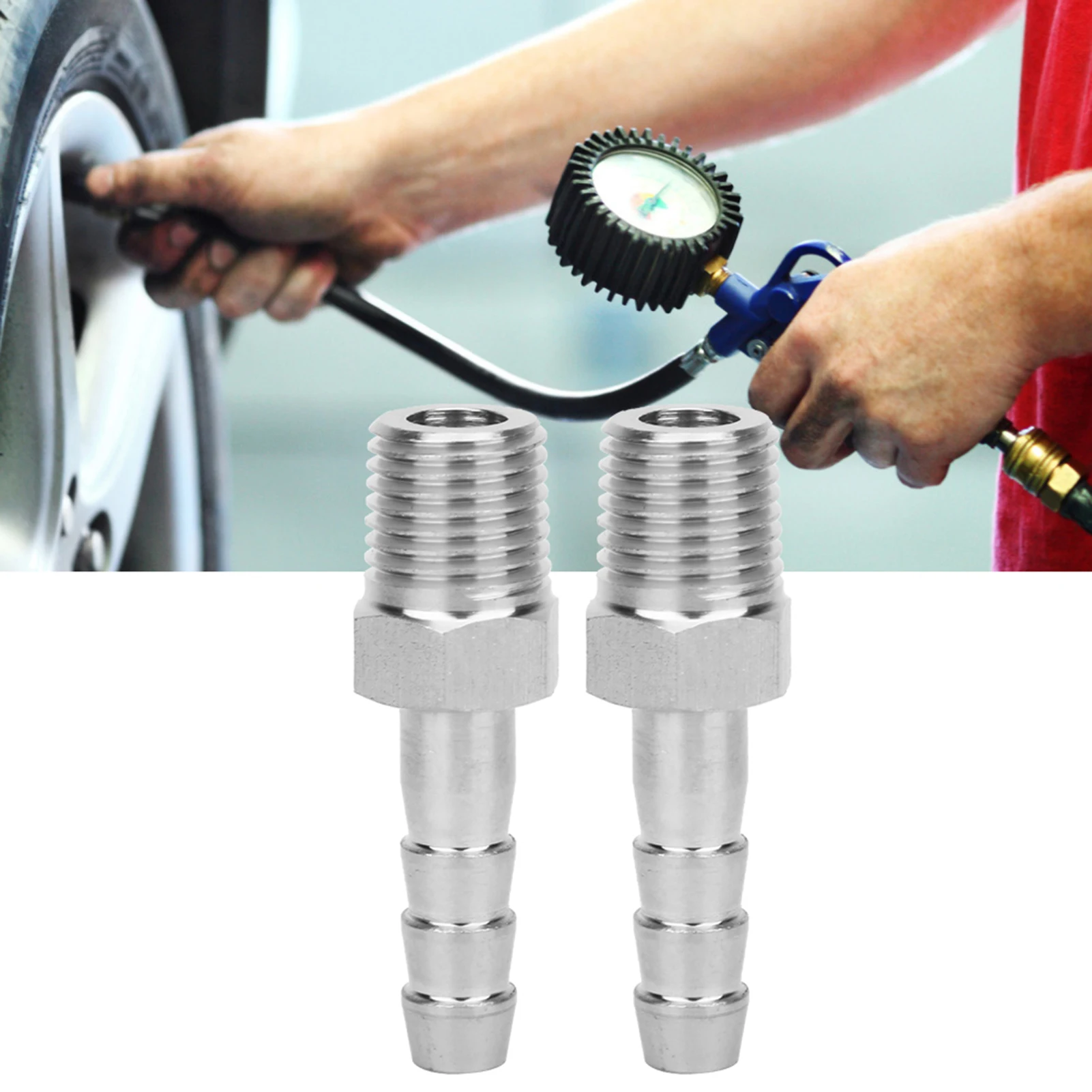 2PCS Pipe Fitting Quick Connector, 1/4-inch 304 Stainless Steel BSPT Male Thread Fitting + Pagoda Quick Connector BSPT 1/4-10mm