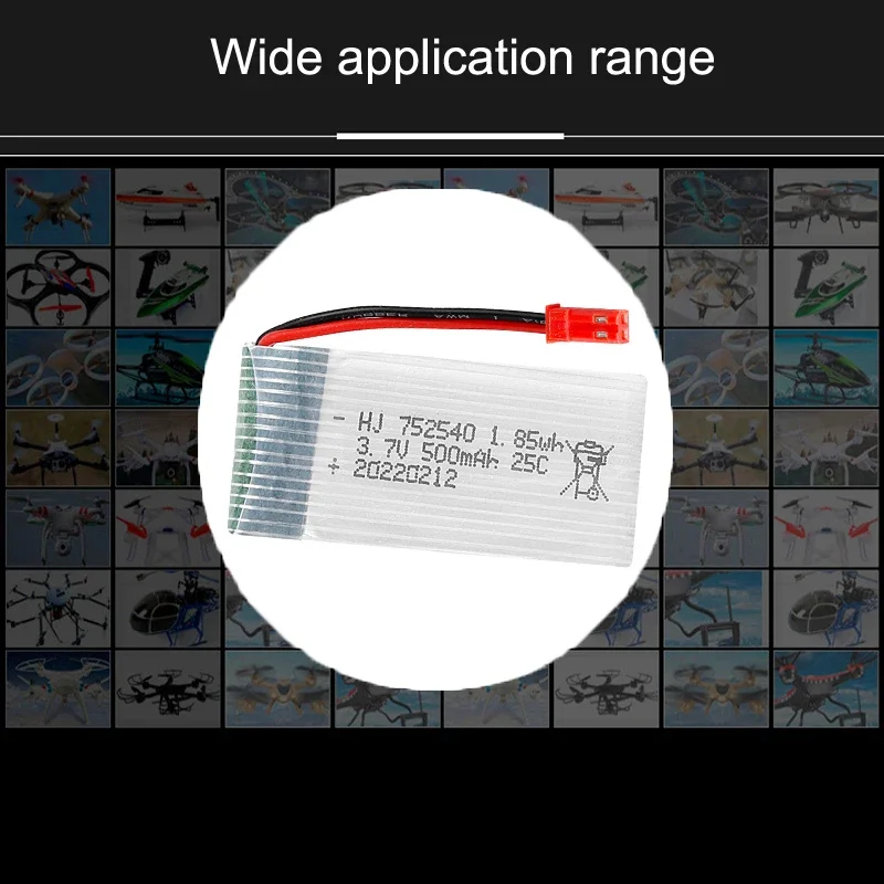 3.7V 500mAh 752540 25C Lipo Battery JST plug For Syma X5C X5SW M68 Cheerson CX-30 H5C Remote Control Drone Spare Parts