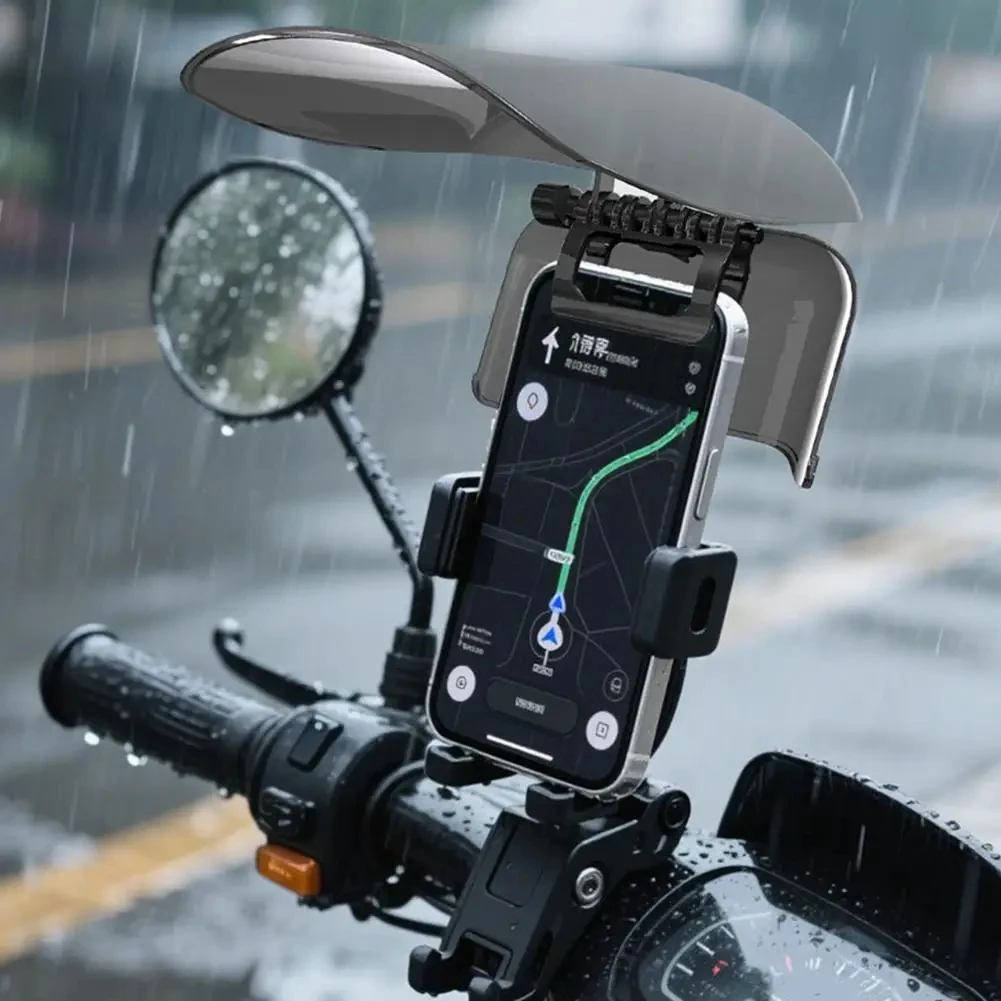 Sun Hat Style Phone Mount Sun Shade Rainproof Universal Fit Extended Sun Visor Adjustable Creative Riding Gear Outdoor