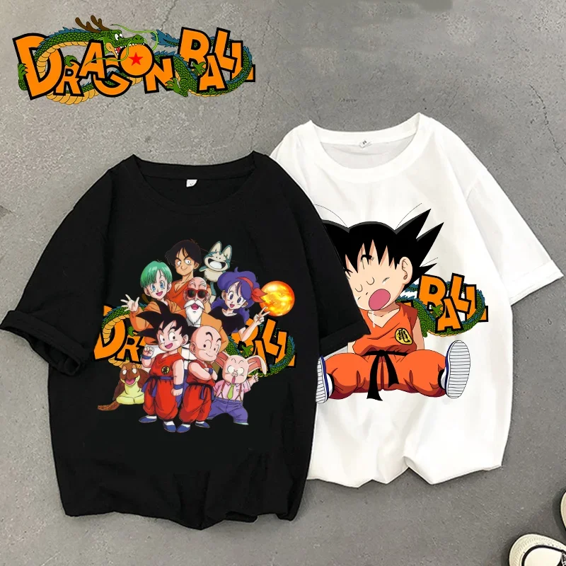 

Dragon Ball Kawaii Boys White Cotton T-Shirt Sun Goku Toddler Short Sleeves Tees Shirt Cartoon Black Summer Clothes Tops Gifts