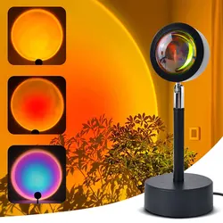 AC 220V EU Plug Sunset Lamp Night Light Rainbow Projection Lamp Mood Light Photography Wall Atmosphere Bedroom Living Room Decor