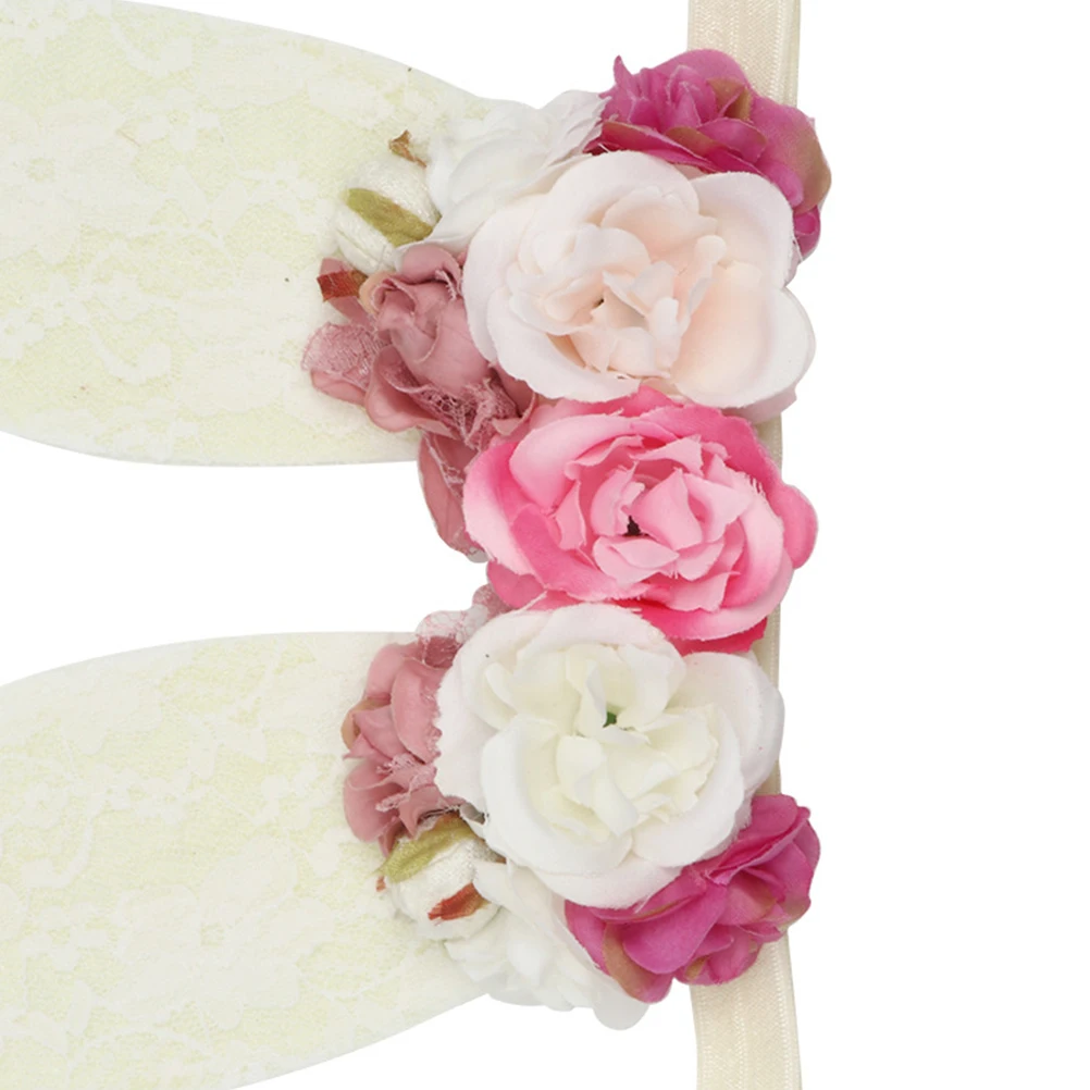 

Simulation Flower Headb Rabbit Ears Kids Hair Hoops Floral Headpiece Lovely Headdress Easter Costume Party Travel Beach