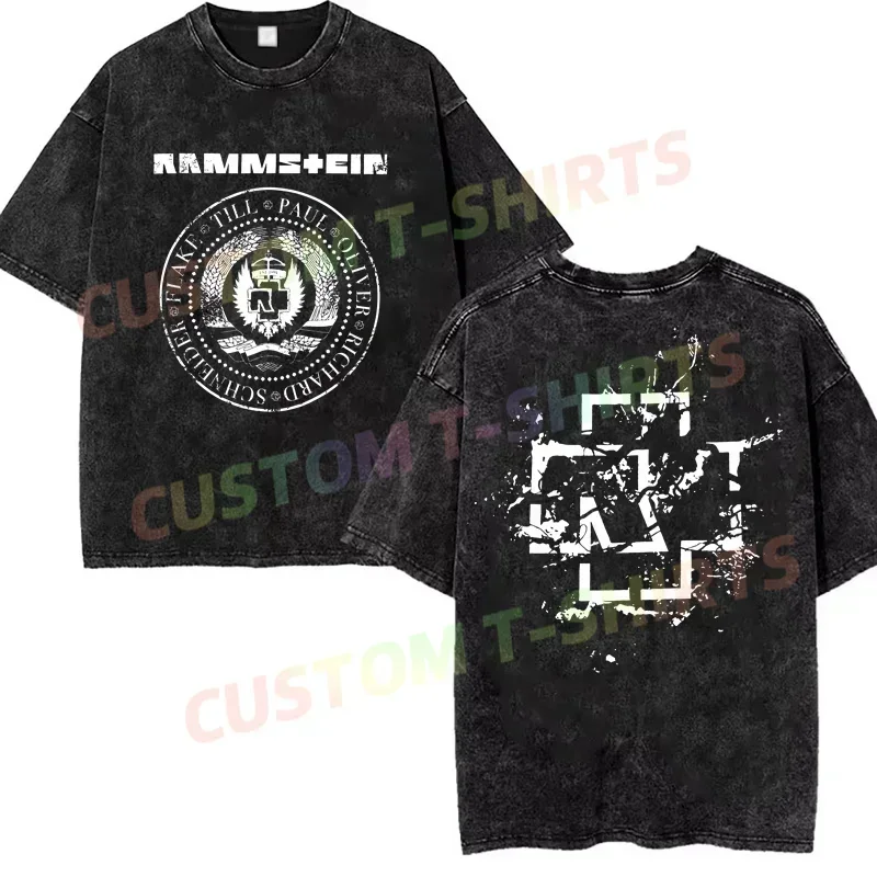 

2025 Summer Vintage Men Cotton Washed Rammstain - Europe Stadium Tour 2025 T-Shirt Loose T Shirts Y2K Hip Hop Top Tee