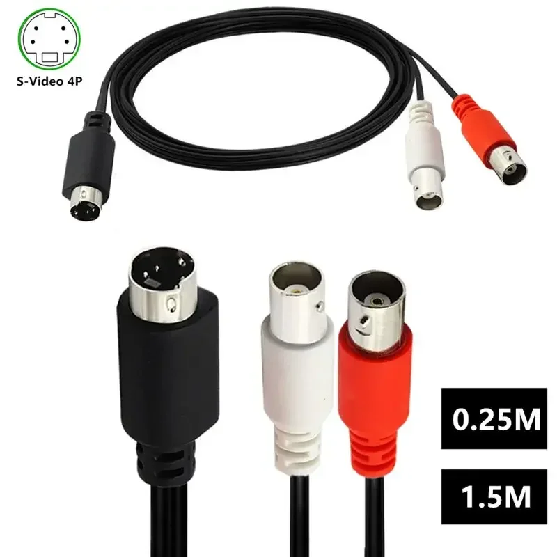 Capture Card Monitoring Video Connection Cable 1/2 Video S-Video 4Pin Mini 4P To 2 BNC Male And Female 0.25m 1.5m