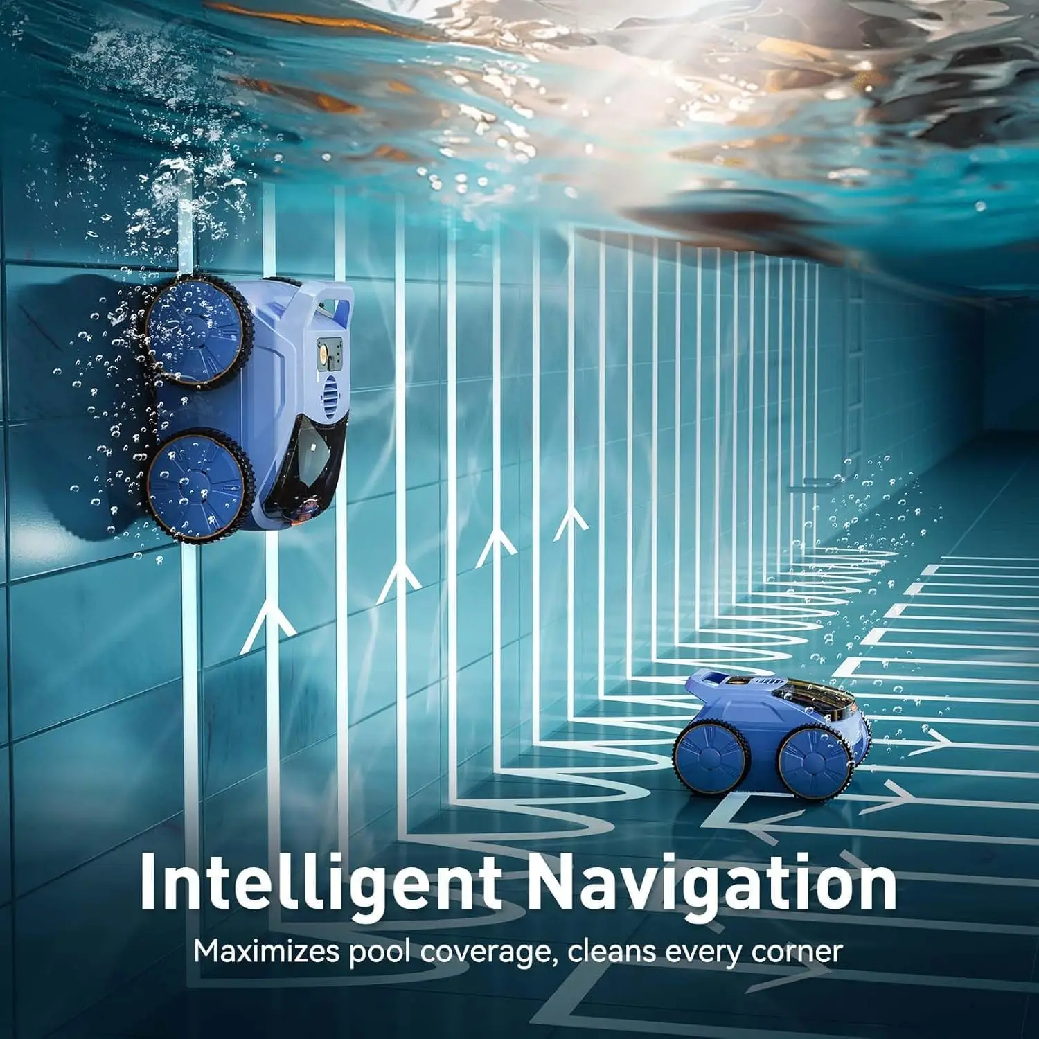 Cordless Robotic Pool Cleaner, 180 Mins Runtime Self-Parking Pool Vacuum For Above Ground Pools, Wall Climbing Automatic Pool Ro view 4