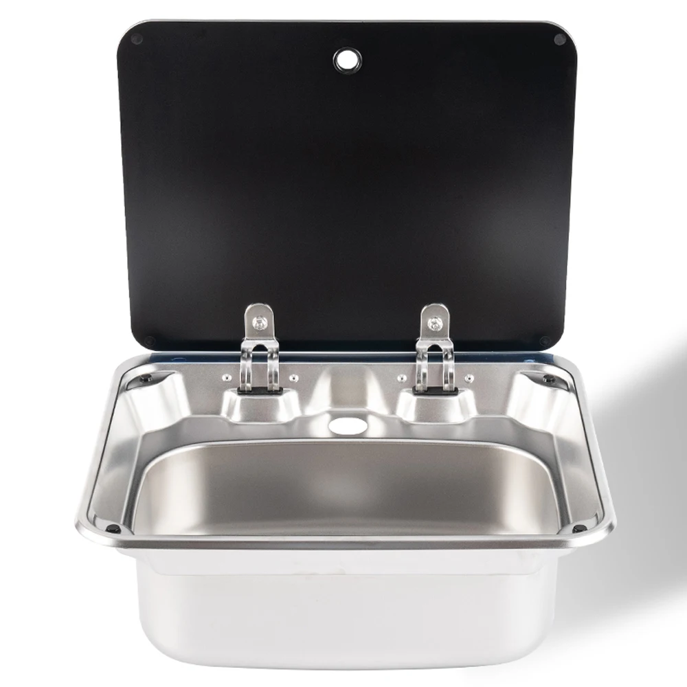 

Wholesale Van Camper Trailer Accessories RV Caravan Boat Stainless Steel Hand Wash Basin Sink with Tempered Glass Lid
