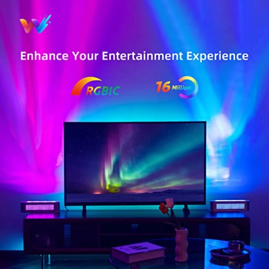 Smart LED Light Bar RGBICW 4 Light Beads 64 sq.ft Coverage Silver Ideal for Room Decor Gaming TV Backlight Ambient Lighting
