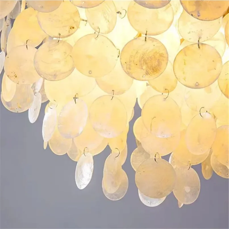 Imagem -06 - Capiz Shell Pendant Light para Sala de Estar Lâmpada Pendurada no Quarto Lustres Modernos Brancos do Teto Decoração para o Lar Cozinha