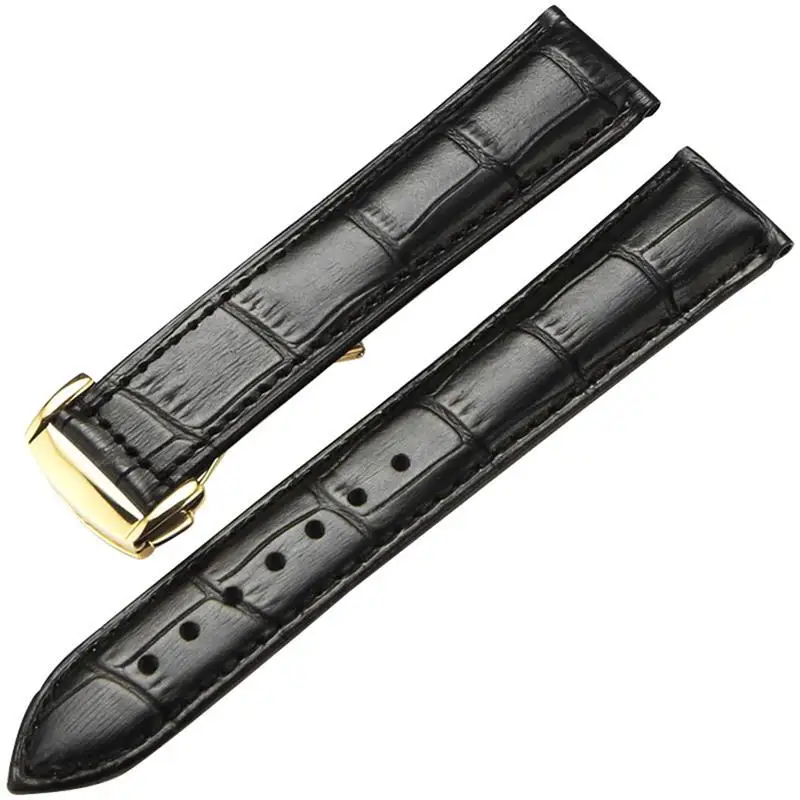 

TINTAG Genuine Leather Watch Strap for Omega Watch Seamaster wristband 19mm 20mm 22mm Deployant Clasp Black Brown Watchband