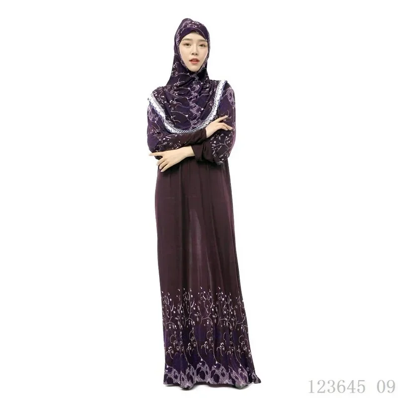 Muslim Full Cover Abaya Dress Islamic Traditional Hiijab+dress Clothing Set Female Thin Middle East Ramadan Prayer Random Color