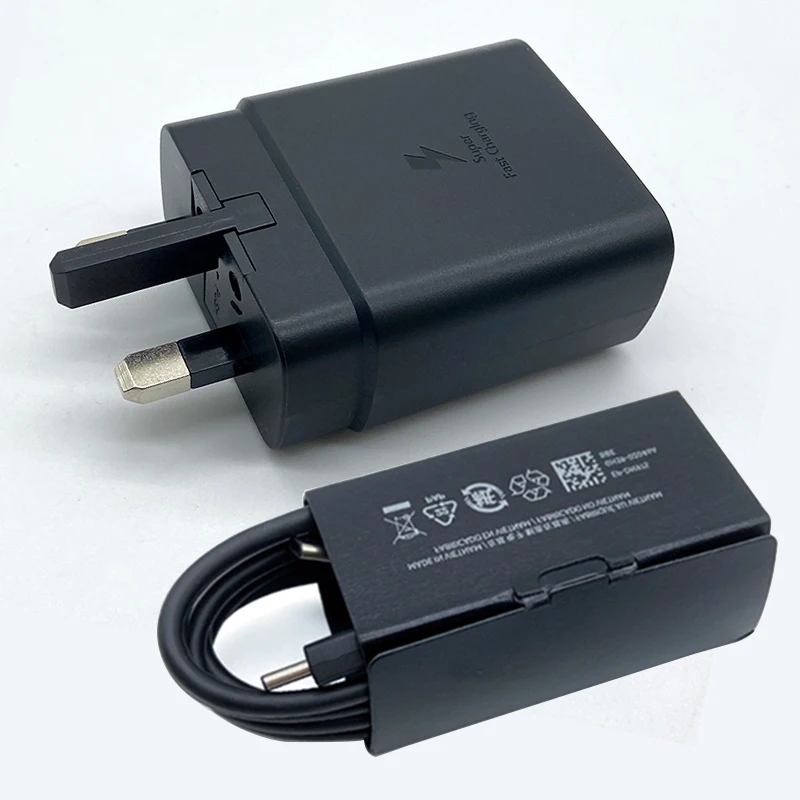 Samsung 45 Вт UK Plug PD Зарядное устройство Супер быстрая зарядка Кабель типа C для Galaxy Z Flip Fold 5 S24 S23 S22 S21 S20 Ultra