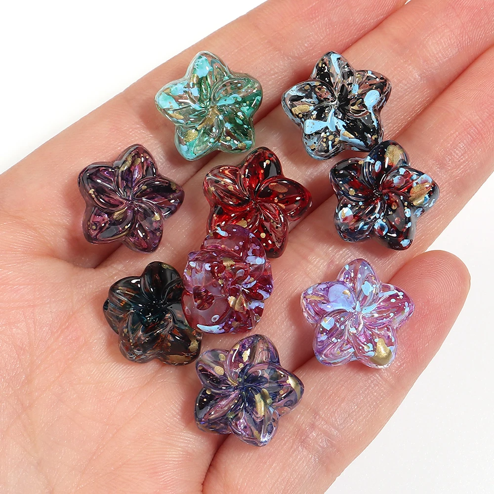 5/10 Stück Bunte Transparente Tintenbesprühte Acrylperlen Stern Blume Schmetterling Lose Perlen für Schmuckherstellung DIY Zubehör – Detail 7