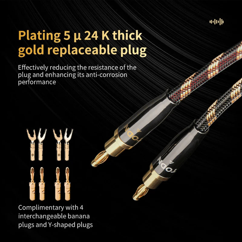 Imagem -04 - Todn-cabo de Áudio High End 6n Occ Alto-falantes Cabl Substituível Banana Plug Yplug Conectando o Amplificador