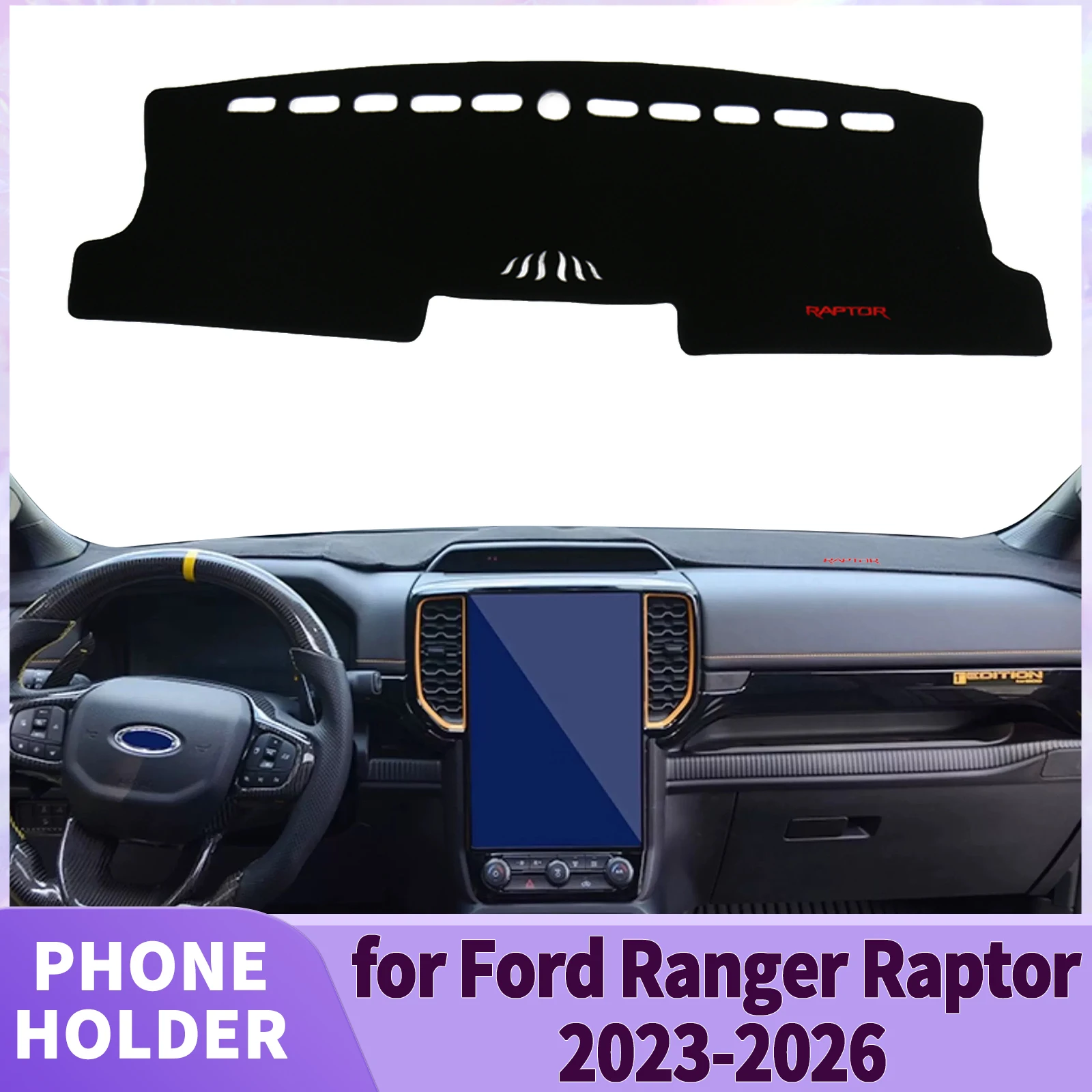 

fit for Ford Ranger Raptor 2023 2024 2025 2026 Car Accessories Dashmat Dashboard Cover Pad DashMat Sunshade Protective Carpet