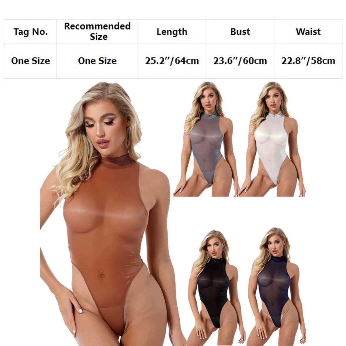 Women Mock Neck Sleeveless Leotard Spandex Dance Bodysuit Sexy Sheer Mesh Smooth High Cut Thong Pole Dancing  Bodysuit Teddies