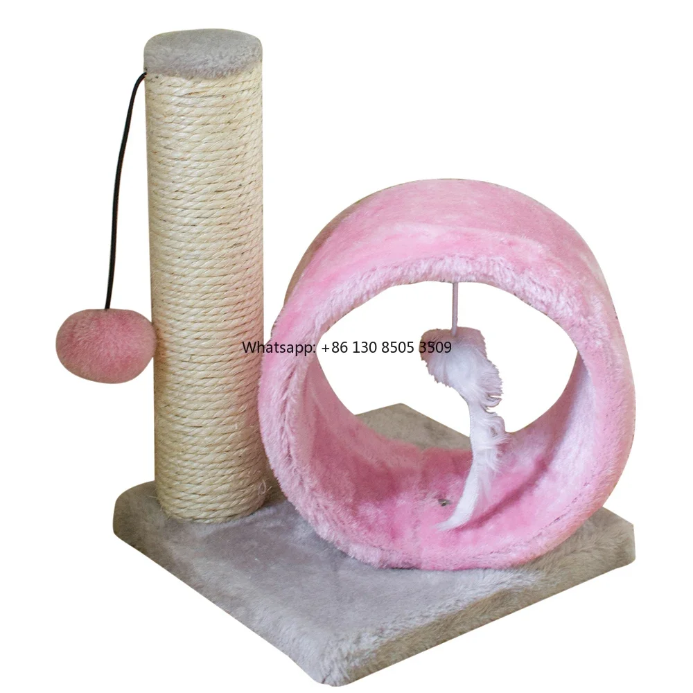 pink Grey Sisal Cat Scratcher Board with Playing