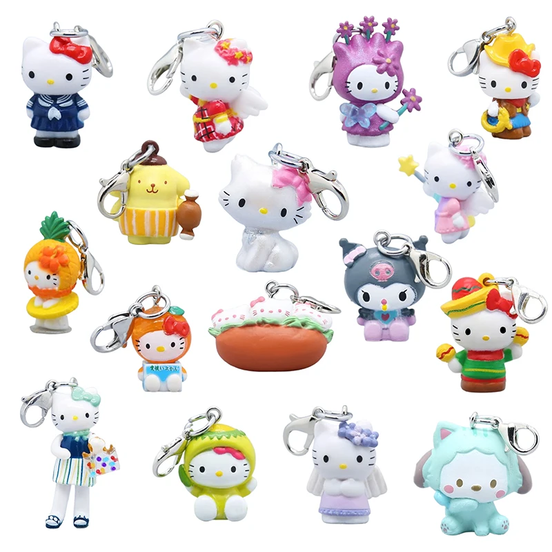 Kawaii Sanrio Hello Kitty Mini llavero de muñeca Anime Kuromi My Melody decoración llavero de coche colgante creativo de moda juguete de regalo colgante