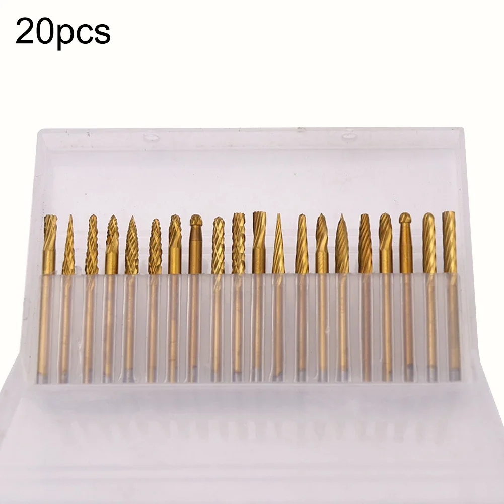 20pcs Burrs Set Milling Cutter Polishing For Carving For Shaping Electric Powered Tools High Hardness Pneumatic Powered Tools