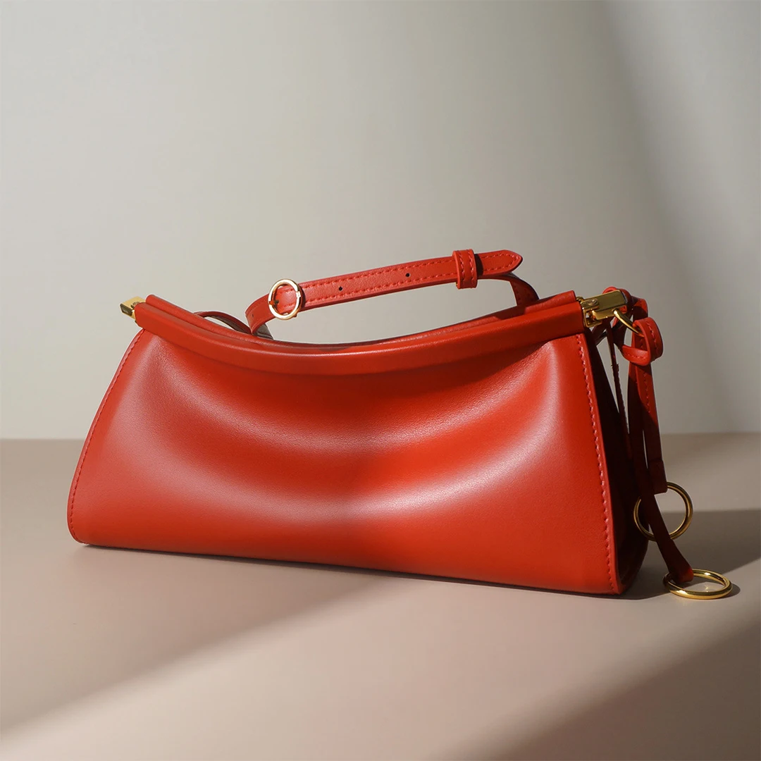 Women's Small Cowhide Leather Shoulder Bag - Evening Handbag