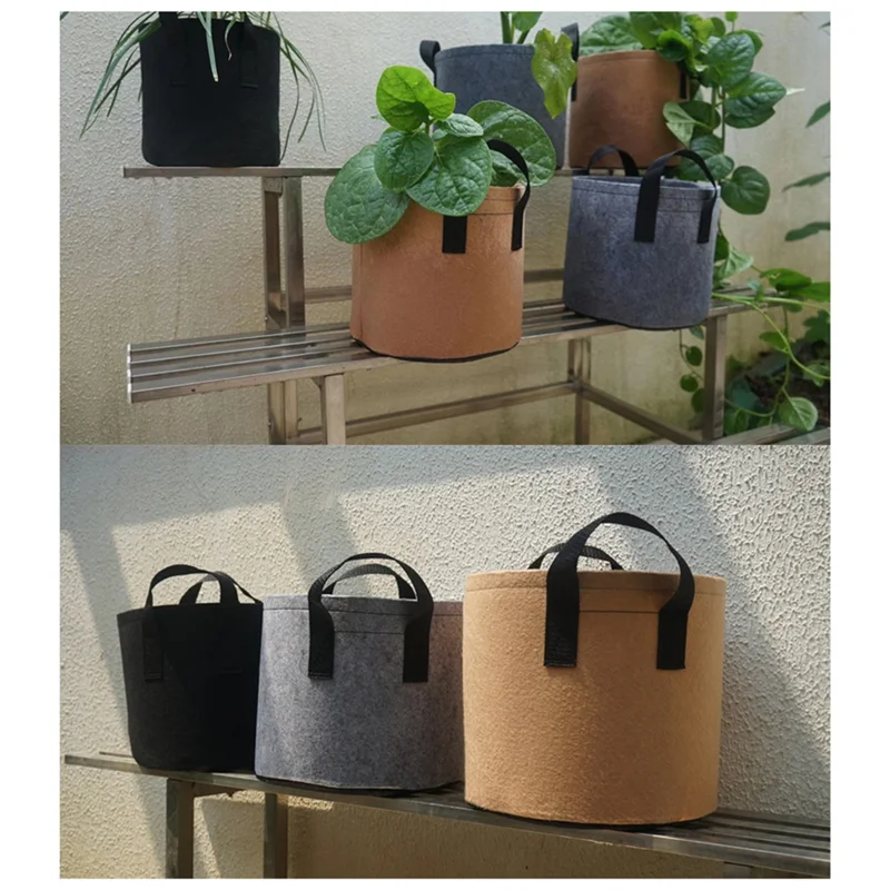 MAKE-Heavy Duty Fabric Pots, Vegetable/Flower/Plant Grow Bags, Thickened Non-Woven Fabric Pots With Handles (5 Gallons)