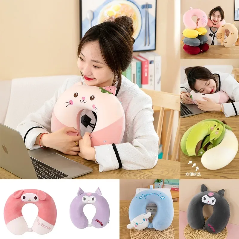 

Подушка для путешествий Sanrio Kuromi, U-образная аниме-Подушка для сна в самолете, мягкая, для дома и офиса, аксессуары для путешествий
