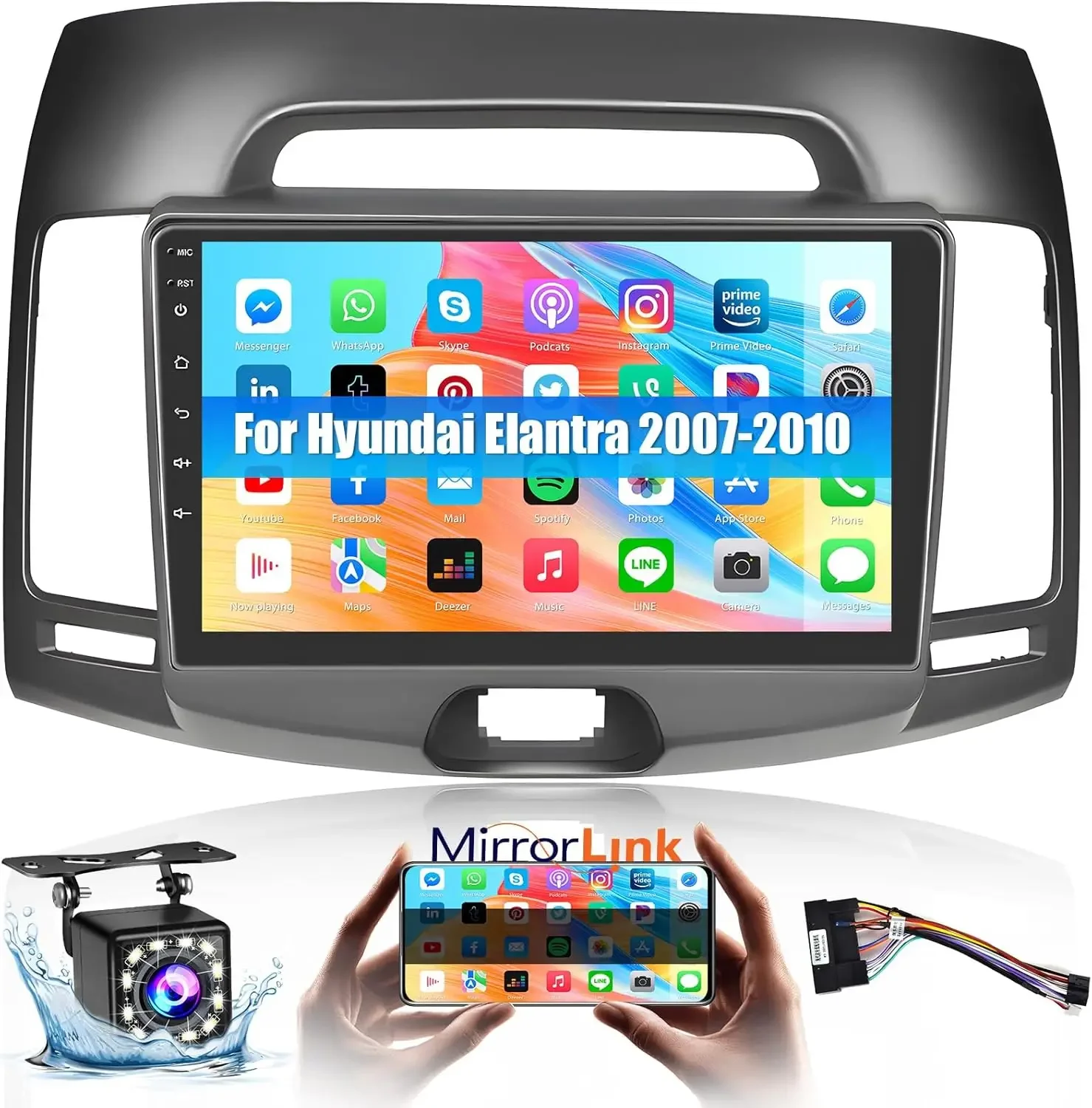 

For Hyundai Elantra 2007-2010 Android Car Radio Stereo 9 Inch Capacitive HD Touch Screen Mirror Link GPS Navigation Head Unit