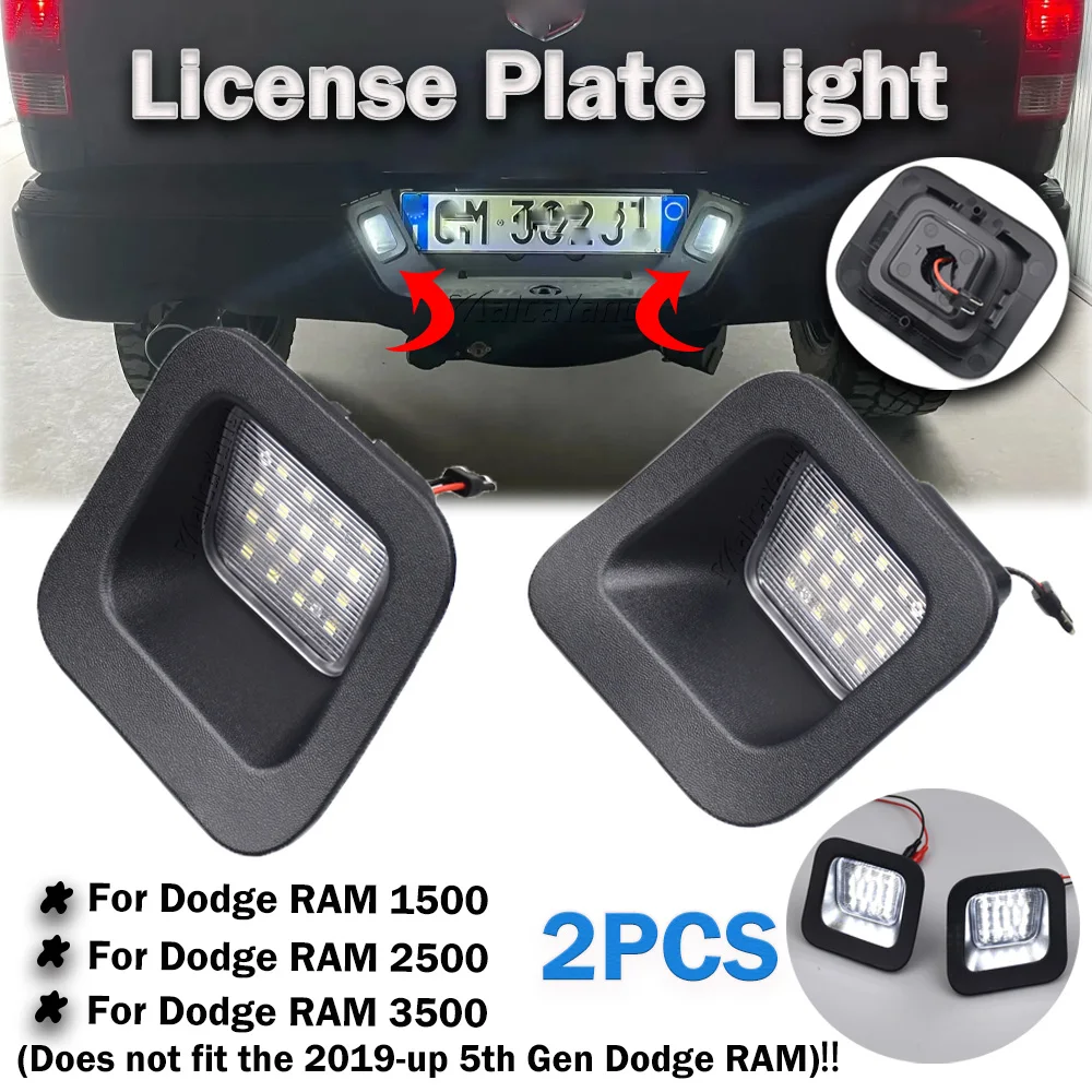 Car Rear License Plate Lights LED License Number Plate Lights for Dodge Ram 1500 2500 3500 2003-2018