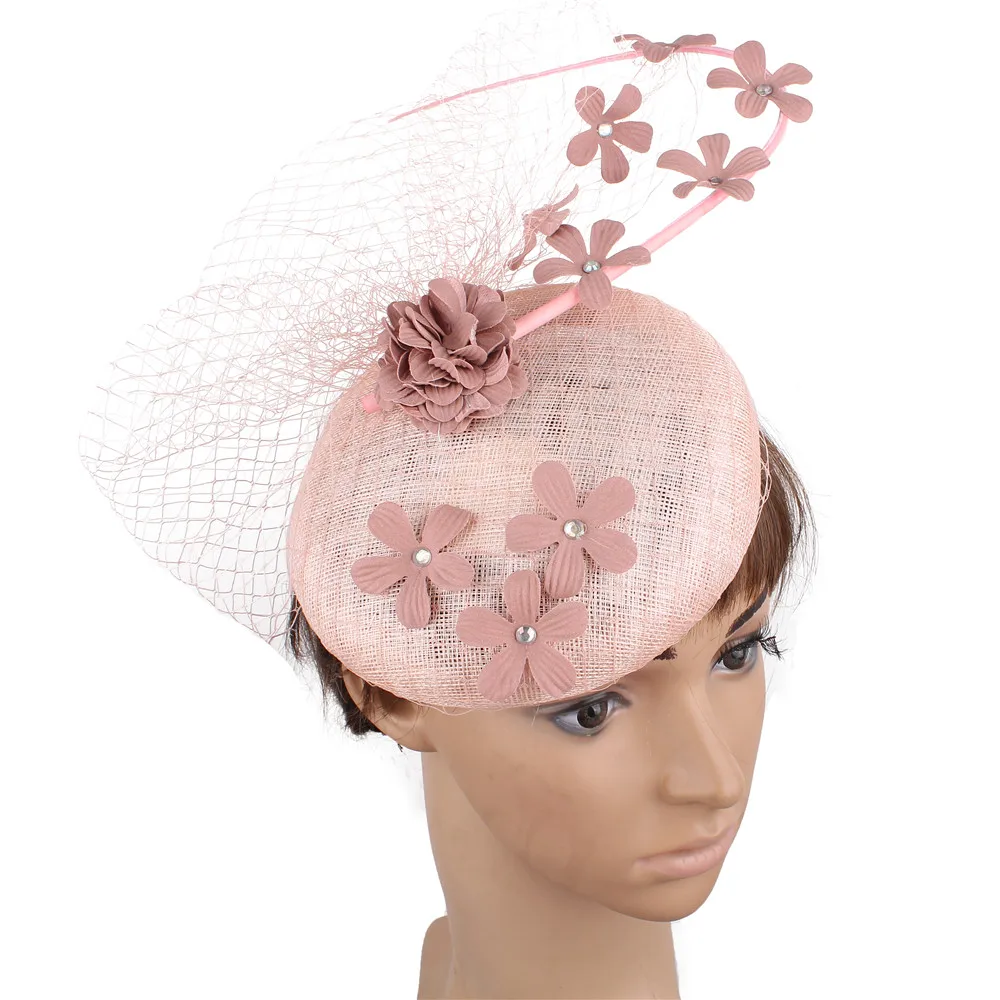 Nice Sinamay Fascinators Hat Hair Clip For Women High Quality Elegant Party Wedding Headwear Headbands Mesh Net Chapeau Cap