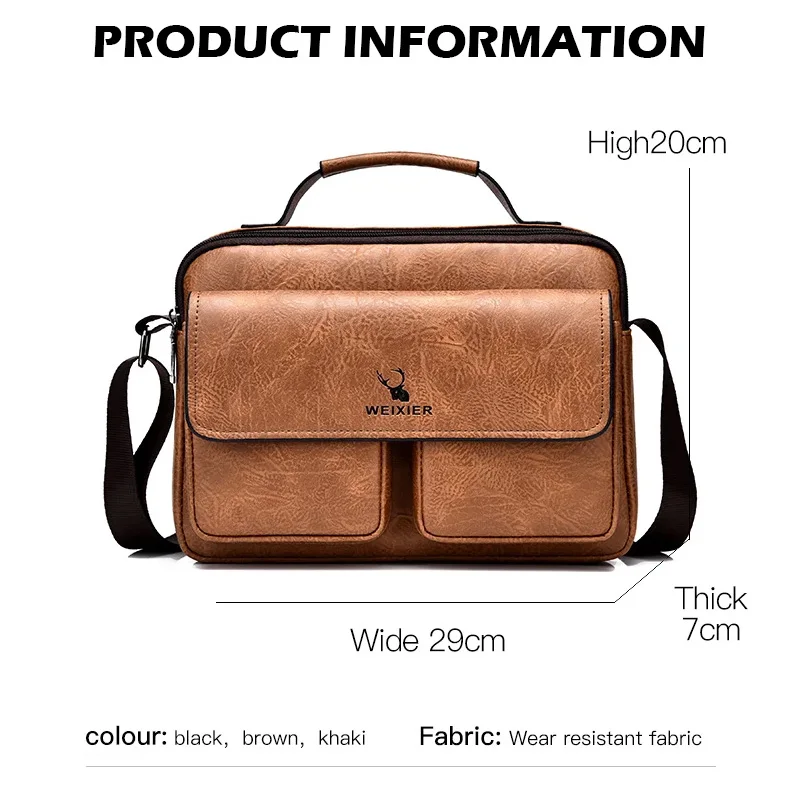 New Casual Men's Retro Messenger Bag with Waterproof Design, Large Capacity Laptop Briefcase for Office Work, Travel and School