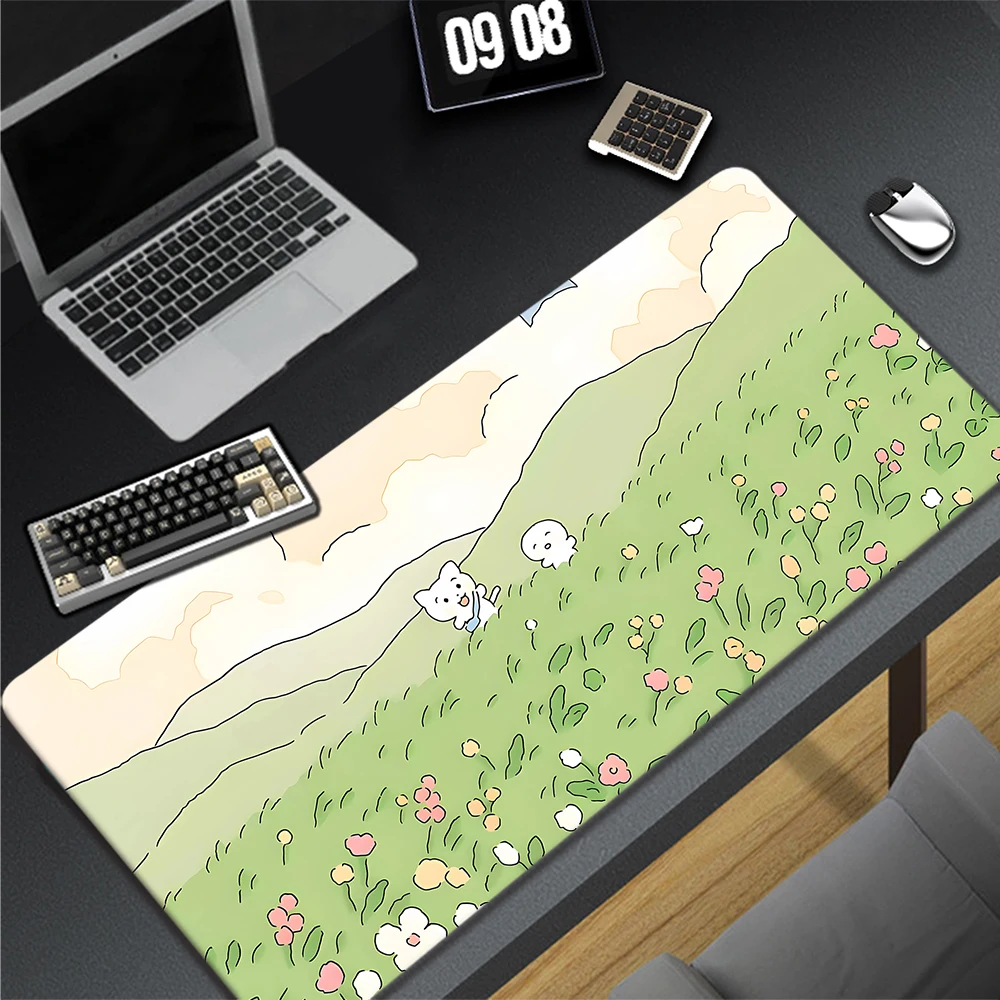 

Kawaii Cute Mouse Pad Gamer Mousepad Large Plant Keyboard Pads Deskmat Game Locking Edge Mouse Mat Gaming Table Carpet XXL