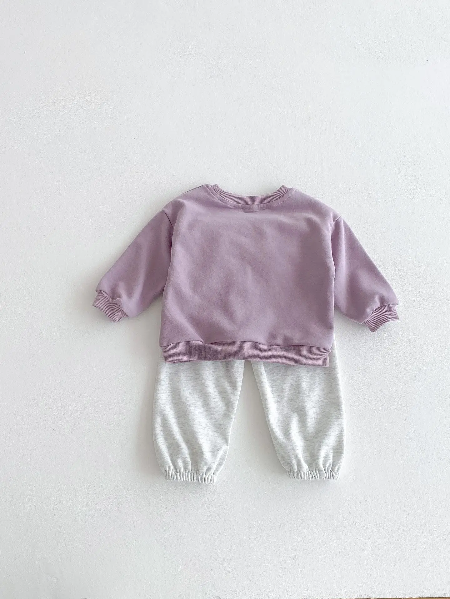 Koreanischer Stil Frühling/Herbst Neues 2-teiliges Set für Kleinkinder & Kinder, reine Baumwolle, Farbblock-Sweatshirt & Jogginghose – Detail 14